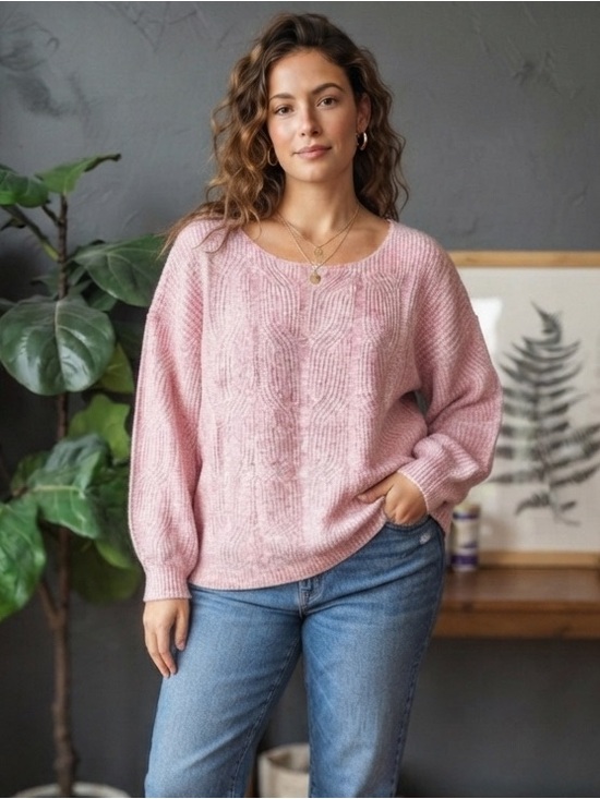 Tahari Sweaters - Tahari Pink Cable Knit Sweater